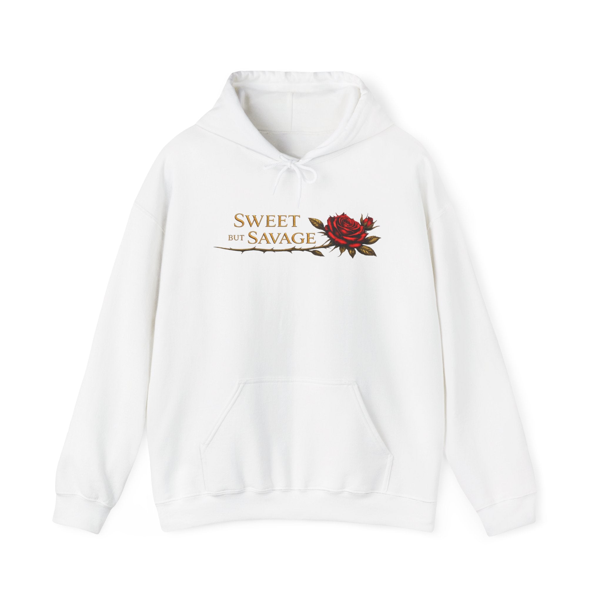 Sweet but Savage Rose Hoodie | Elegant Floral Script Graphic Hoodie