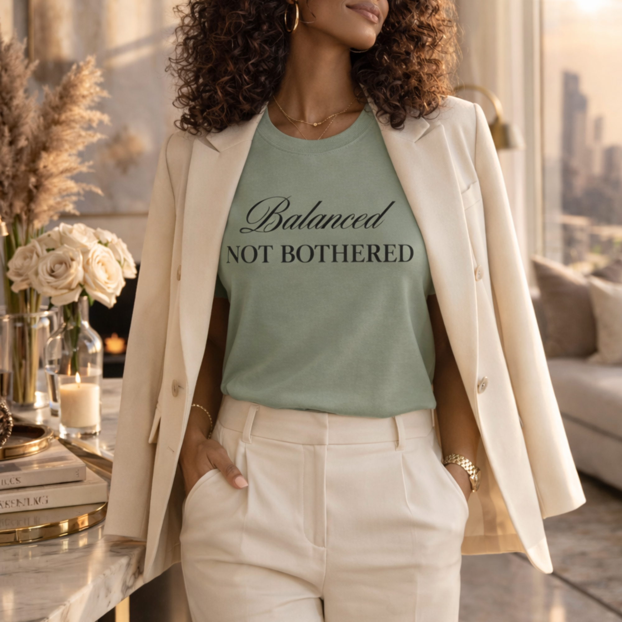 Balanced, Not Bothered Tee | Minimalist Statement Graphic T Shirt