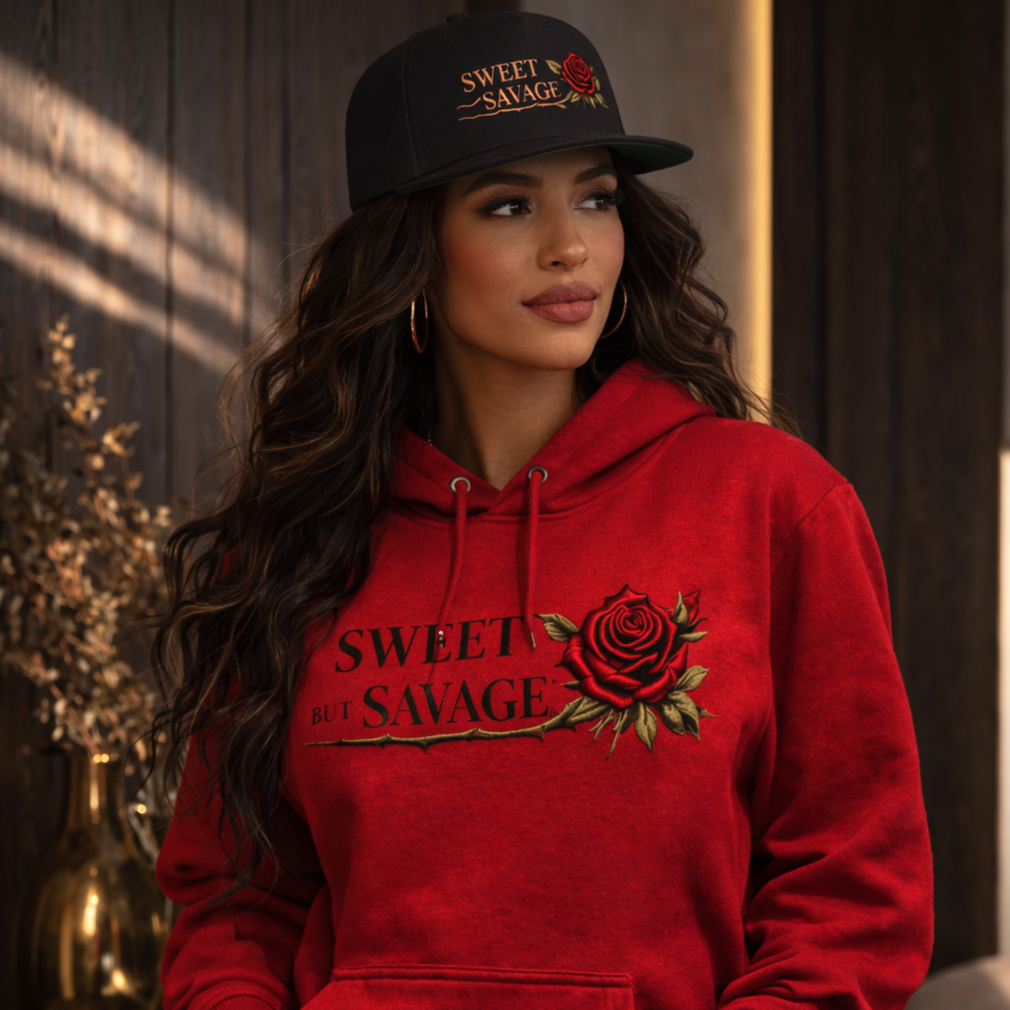 Sweet but Savage Hoodie | Rose Graphic Statement Hoodie