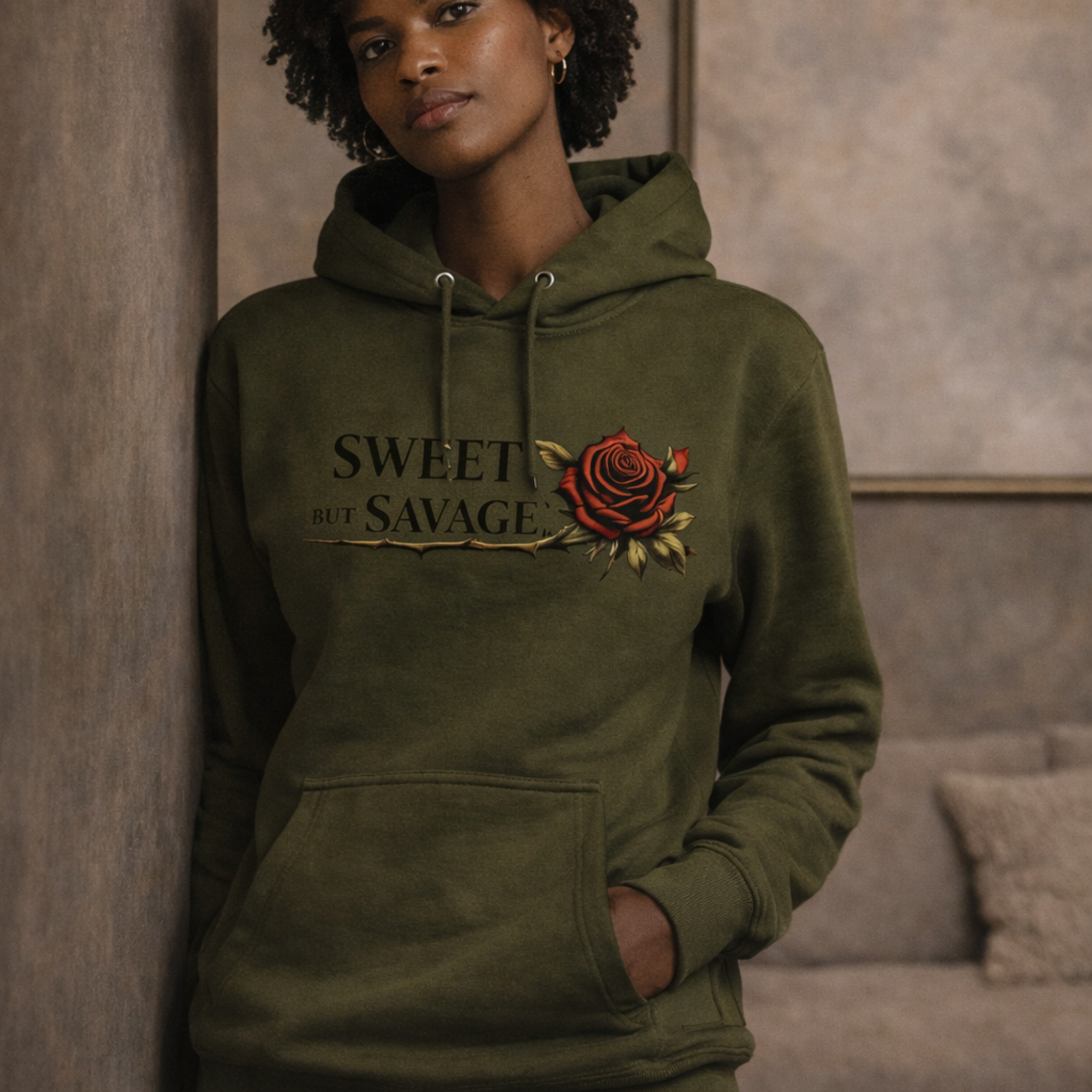 Sweet but Savage Hoodie | Rose Graphic Statement Hoodie