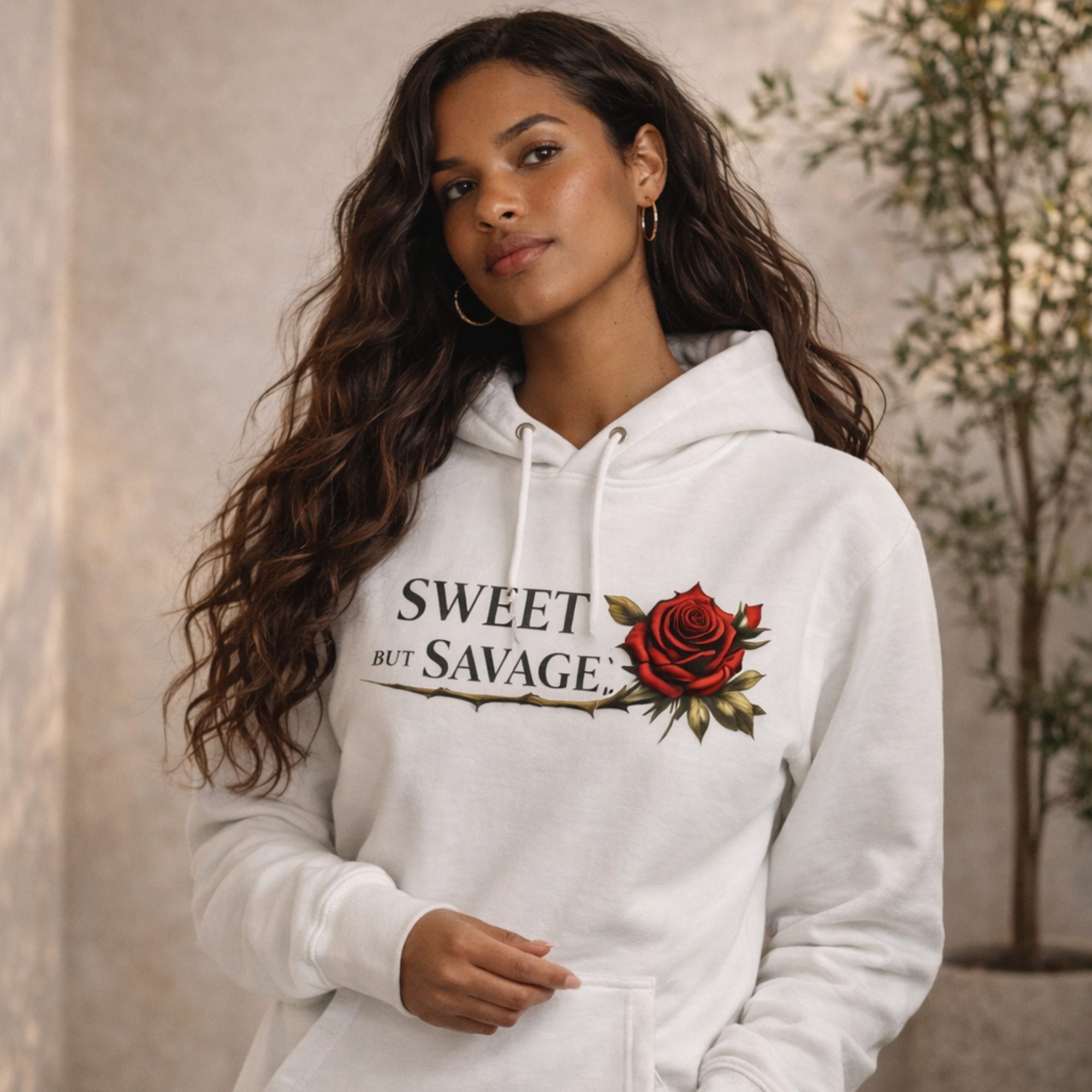 Sweet but Savage Hoodie | Rose Graphic Statement Hoodie