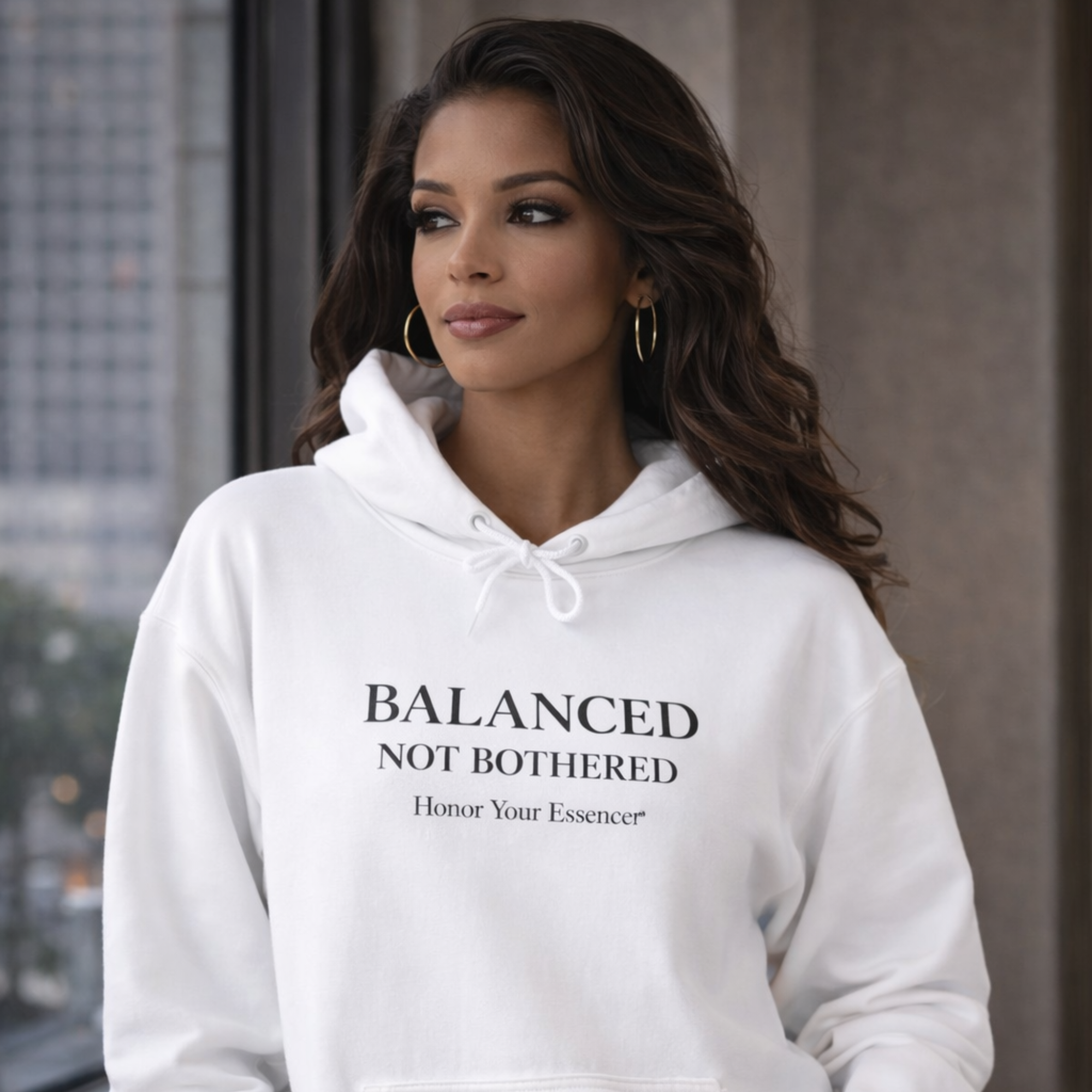 Balanced, Not Bothered Hoodie | Minimalist Statement Pullover