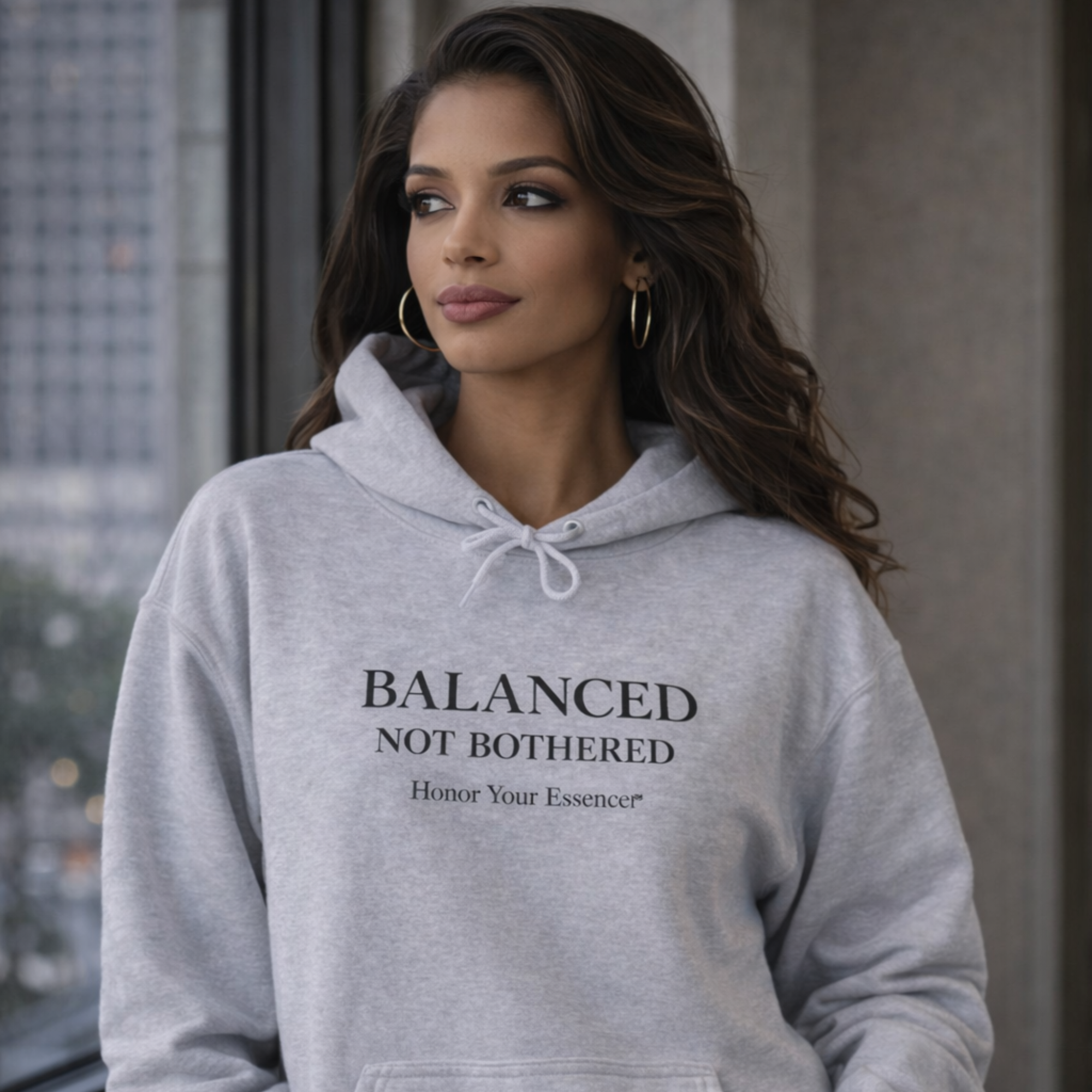 Balanced, Not Bothered Hoodie | Minimalist Statement Pullover