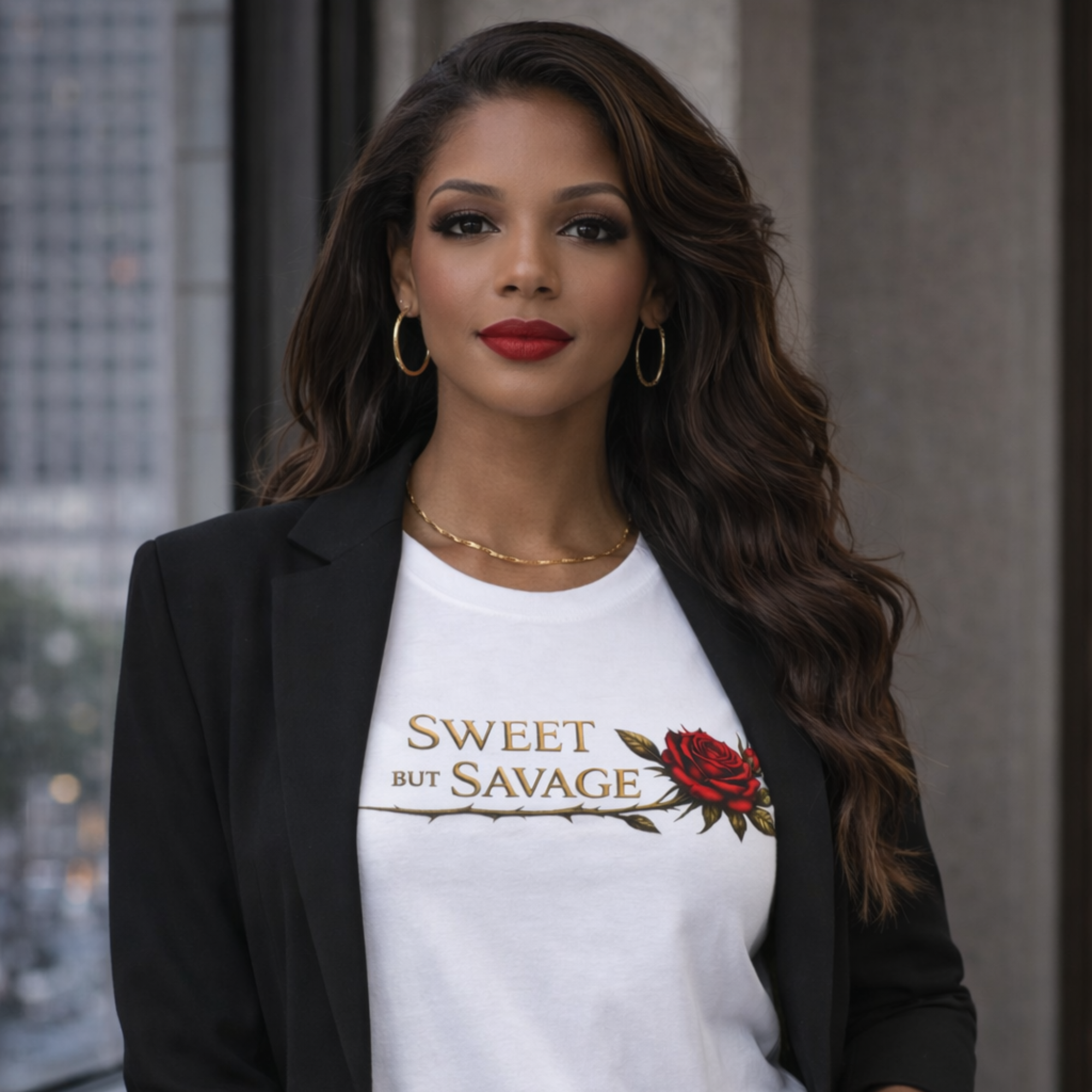 Sweet but Savage Rose T Shirt | Feminine Edgy Graphic Tee