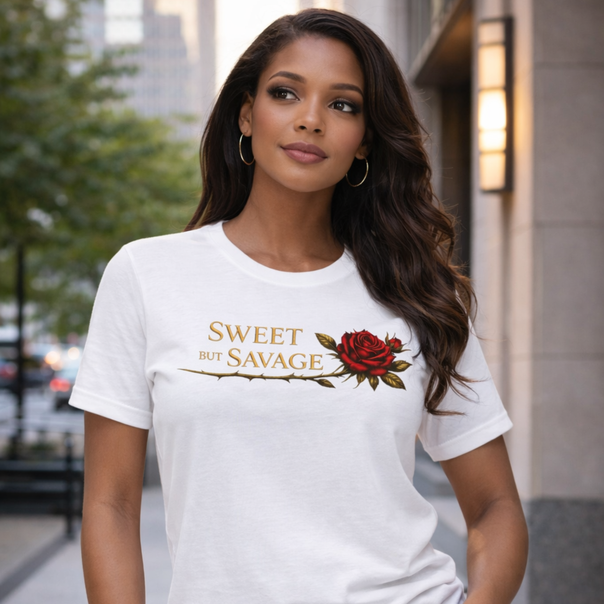 Sweet but Savage Rose T Shirt | Feminine Edgy Graphic Tee