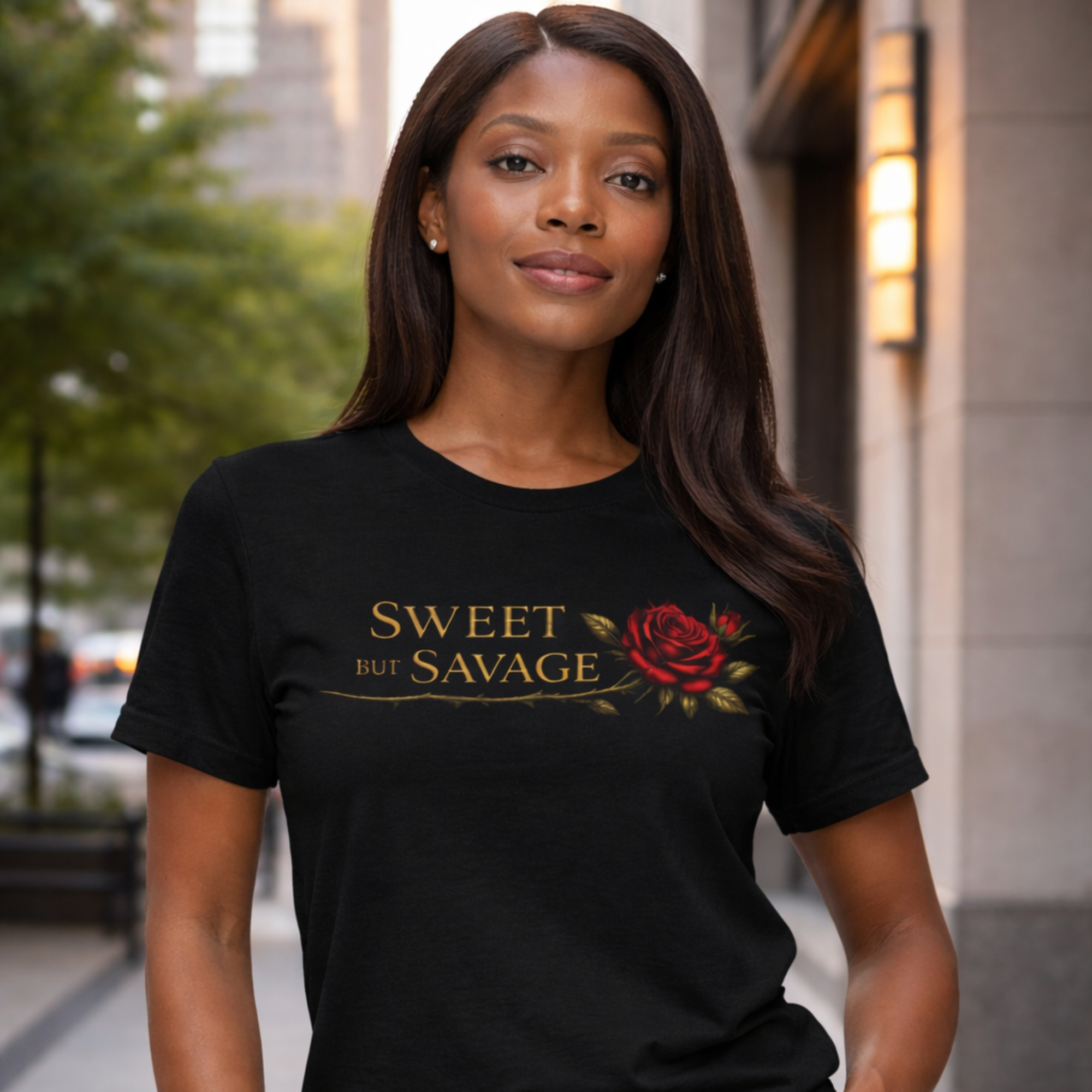 Sweet but Savage Rose T Shirt | Feminine Edgy Graphic Tee