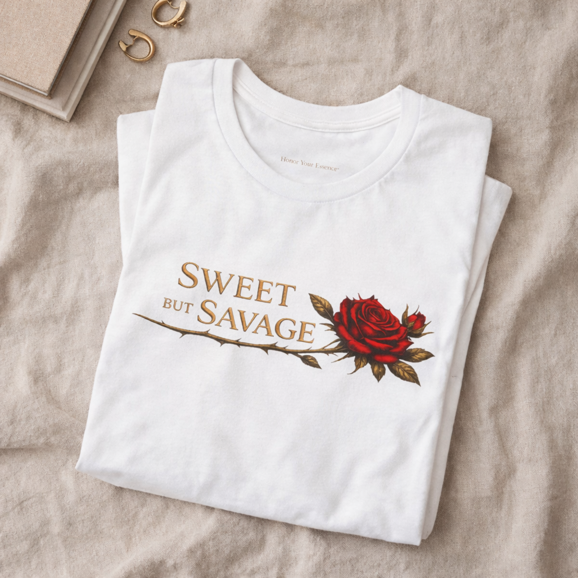 Sweet but Savage Rose T Shirt | Feminine Edgy Graphic Tee