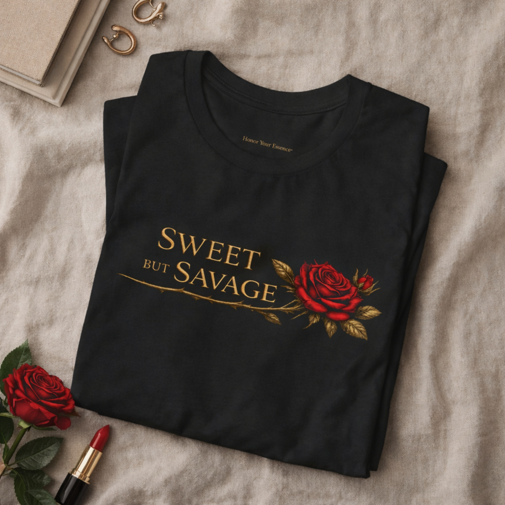 Sweet but Savage Rose T Shirt | Feminine Edgy Graphic Tee