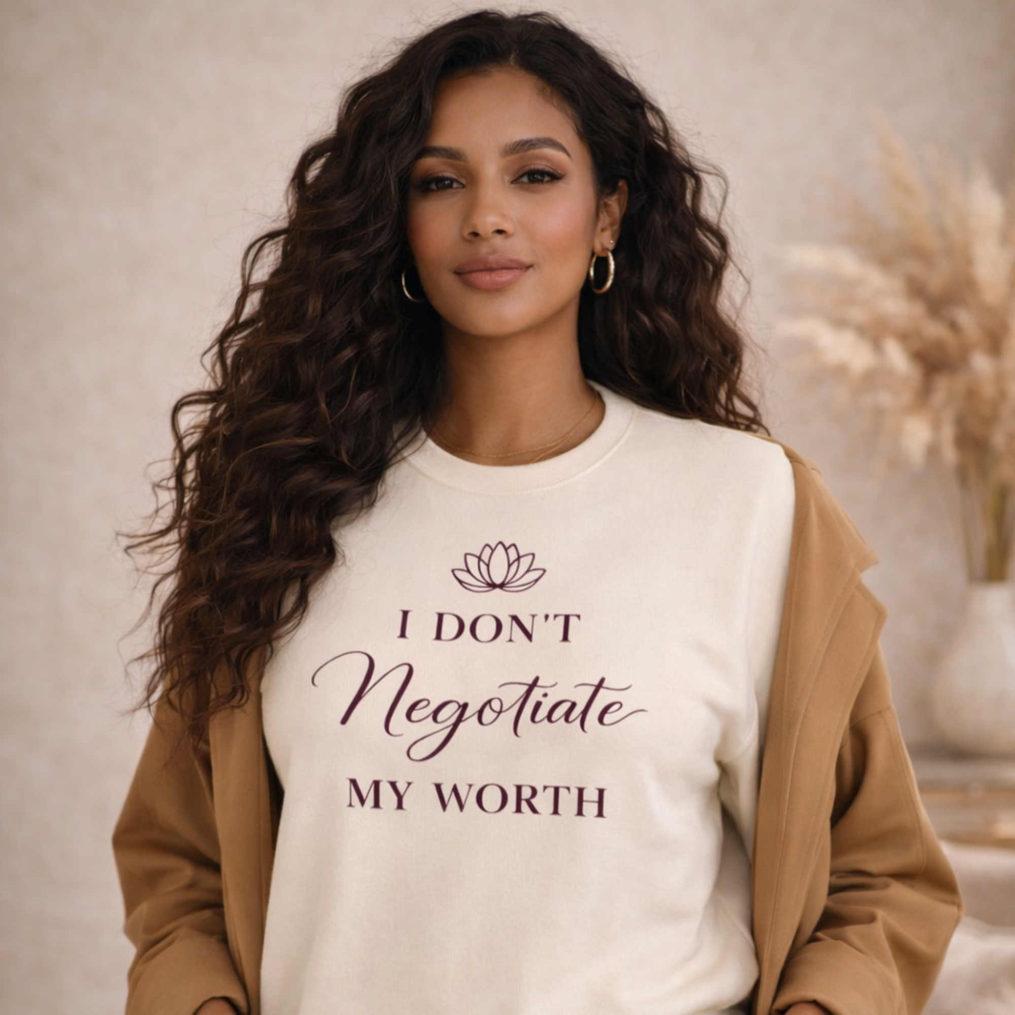 I Don’t Negotiate My Worth Lotus Crewneck Sweatshirt