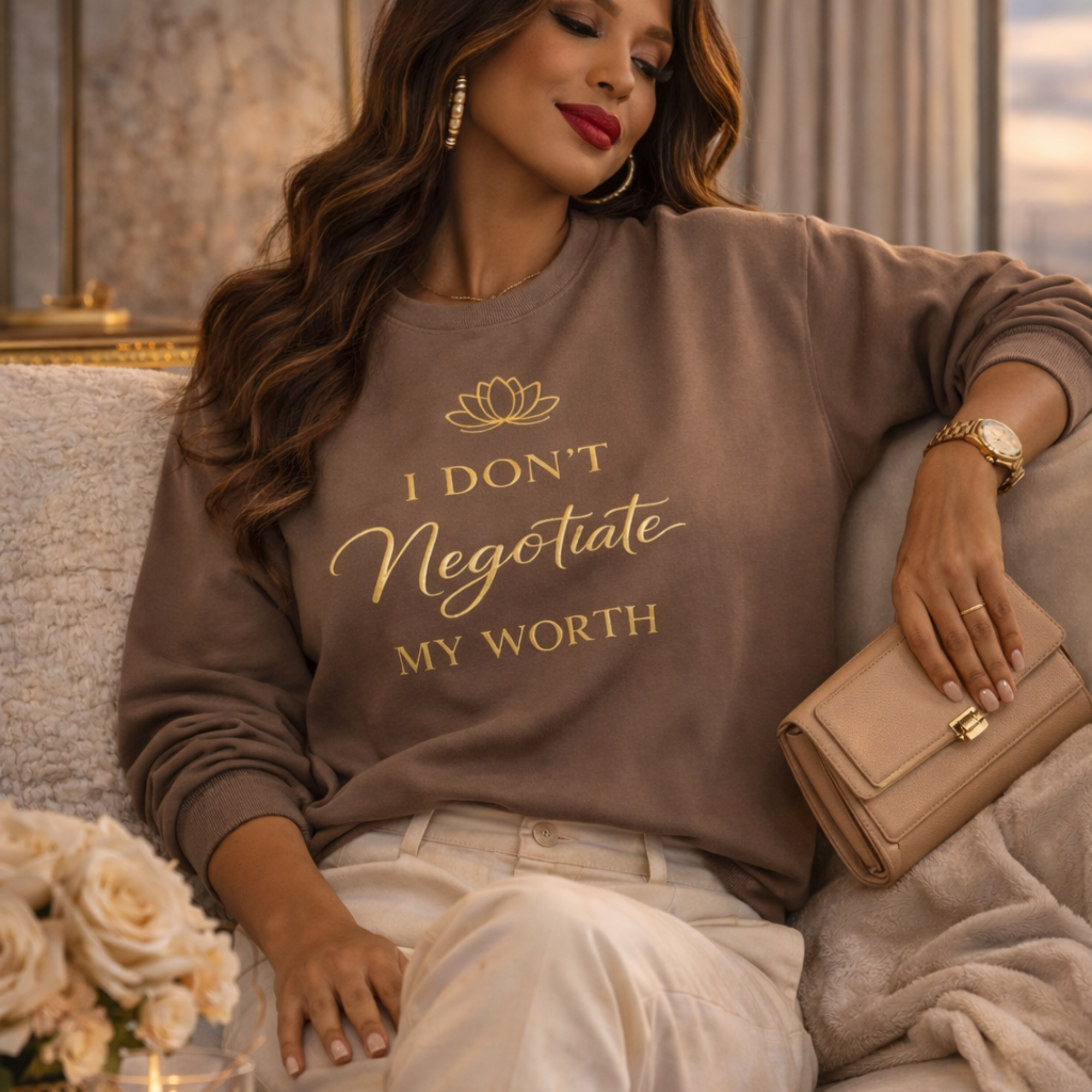 I Don't Negotiate My Worth Luxe Crewneck Sweatshirt