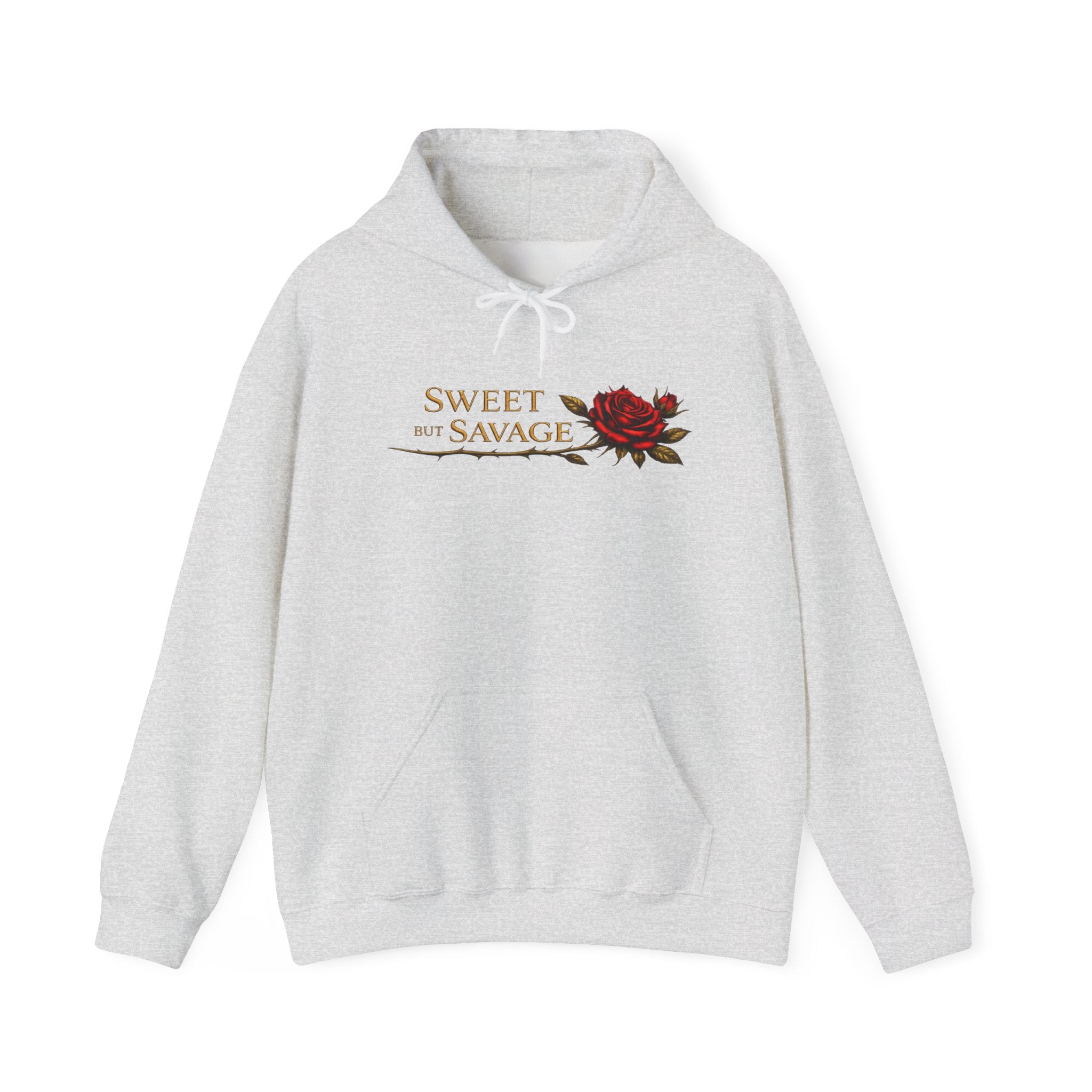 Sweet but Savage Rose Hoodie | Elegant Floral Script Graphic Hoodie