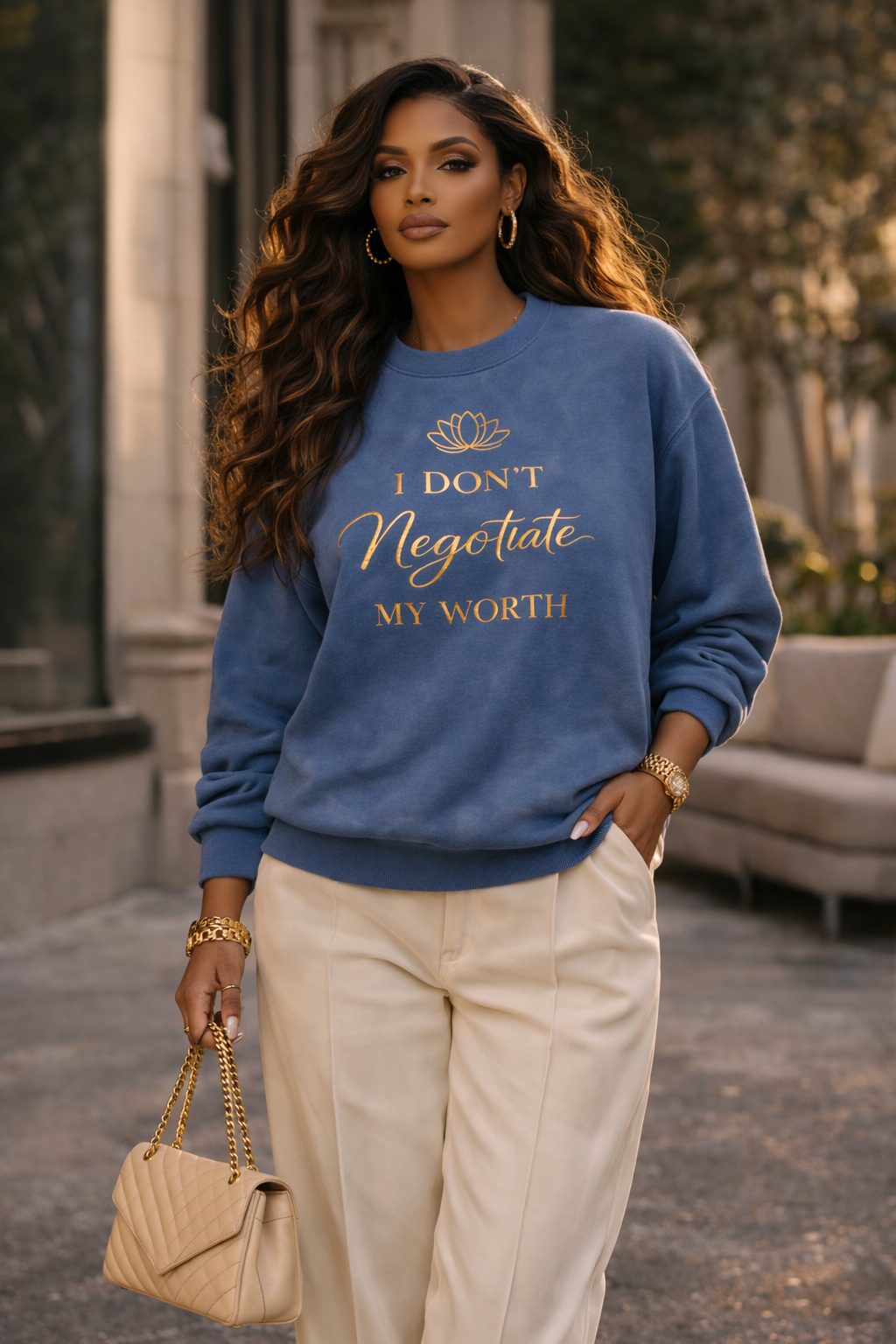 I Don't Negotiate My Worth Luxe Crewneck Sweatshirt